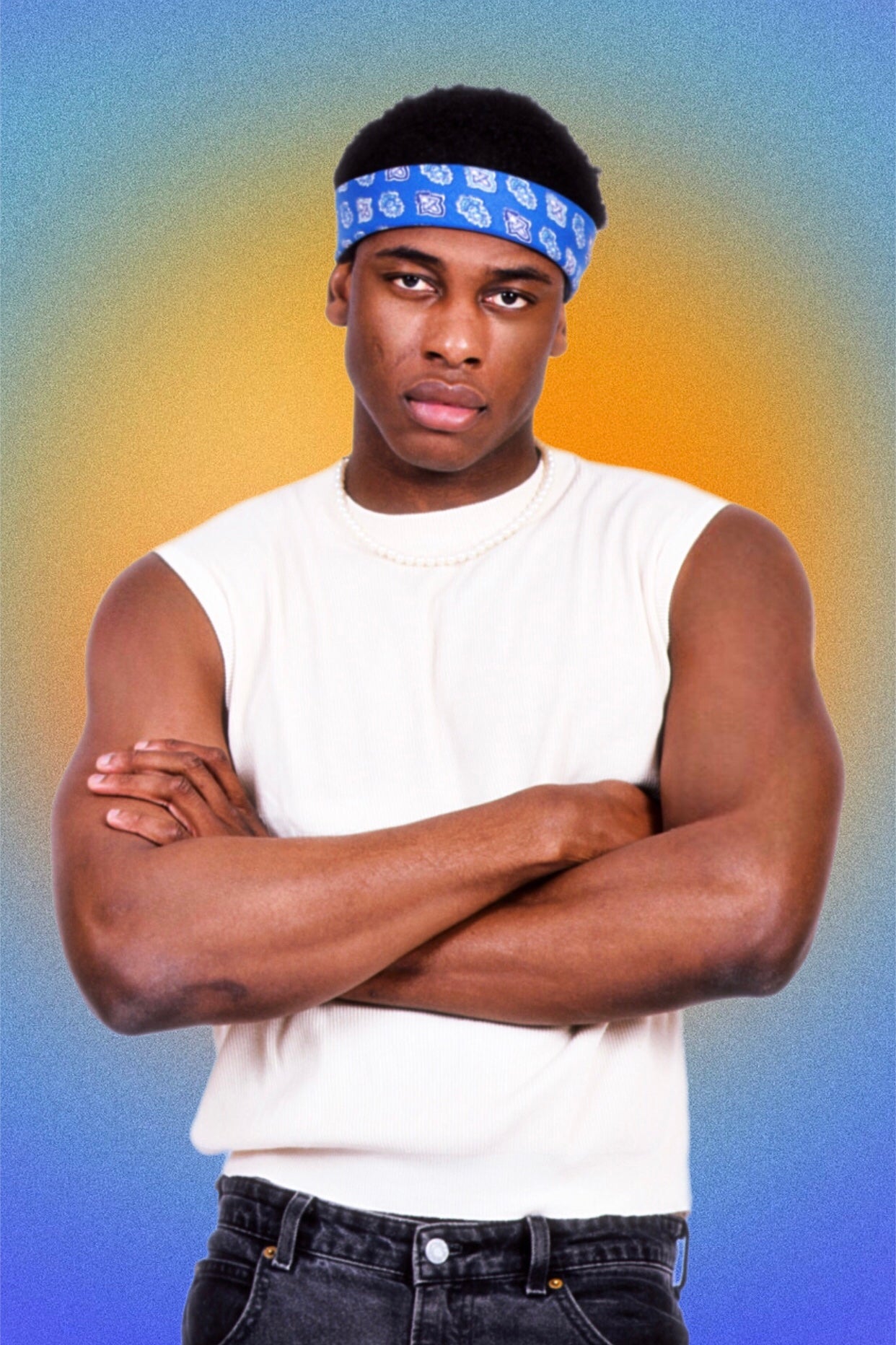 bandana bleu indiennes coton Valdrôme Made in France