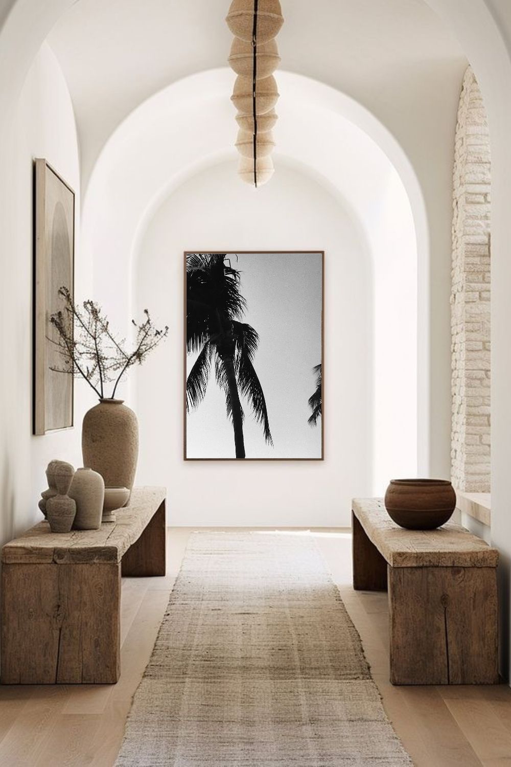 Tirage photo fine art noir et blanc de palmiers en silhouette sur ciel dégradé