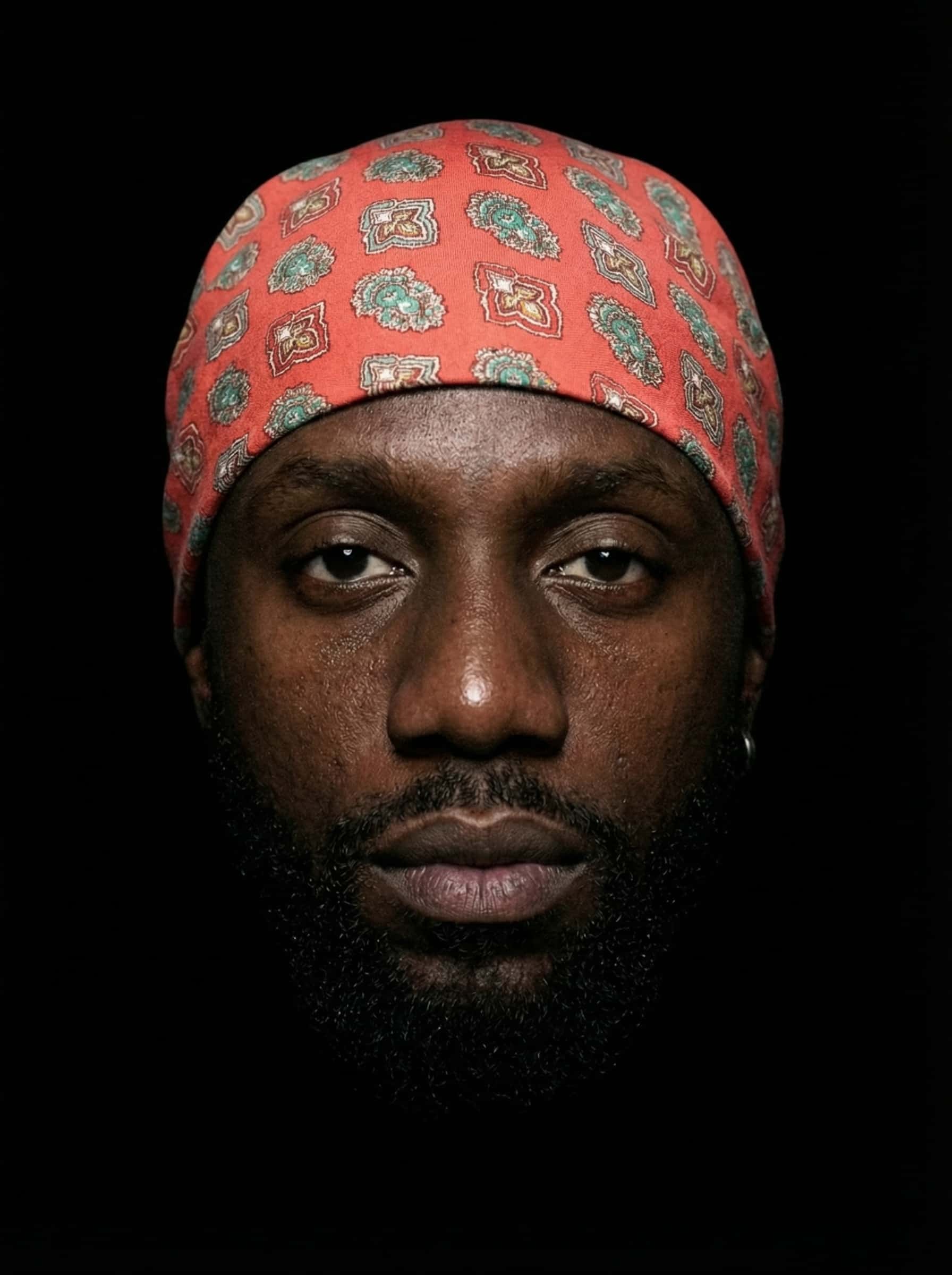 Bandana corail rouge motif indiennes paisley coton Valdrôme made in France accessoire provençal