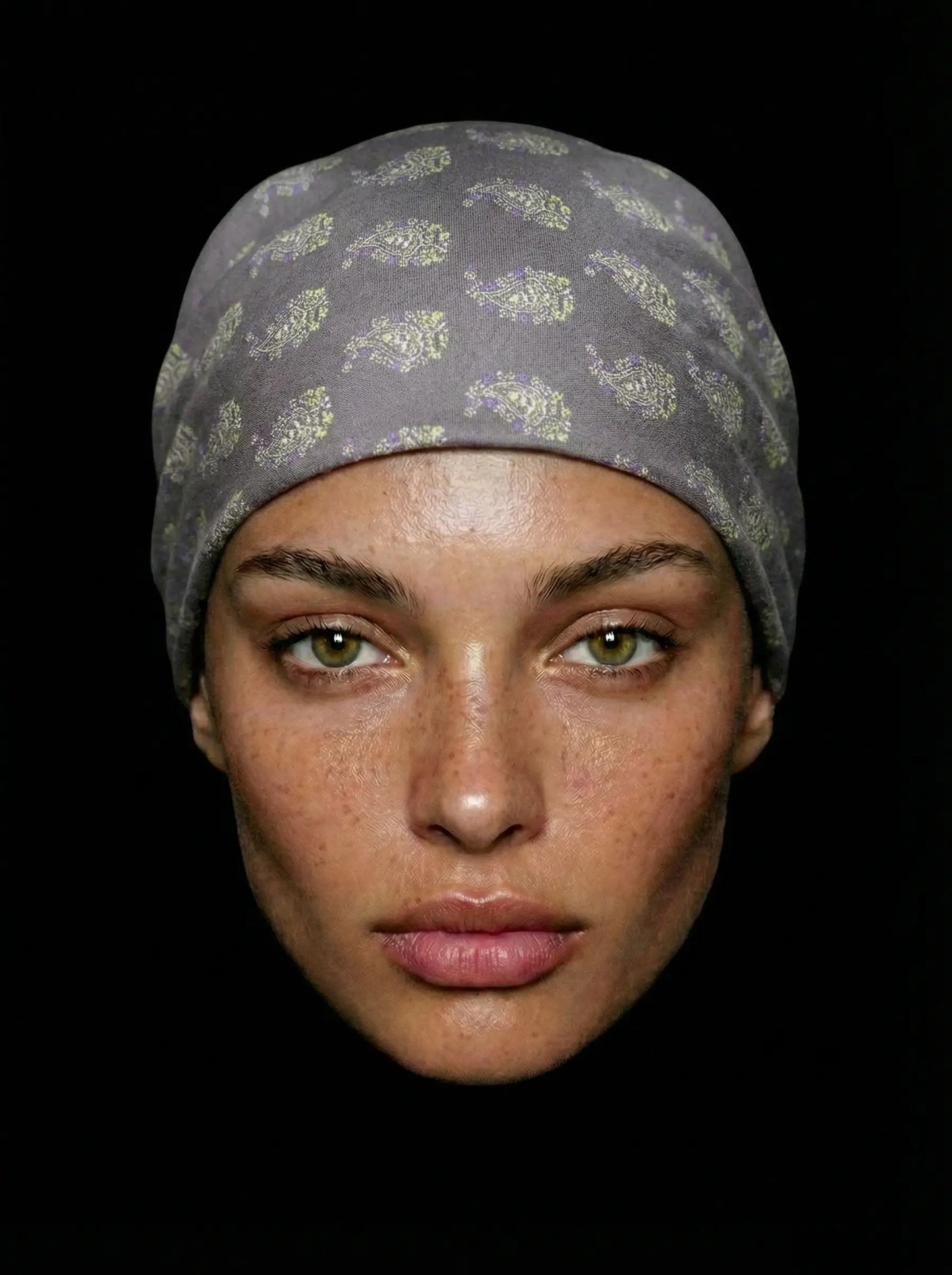 Bandana gris foncé motif paisley provençal coton Valdrôme made in France accessoire élégant urbain